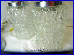 VTG MCM Hollywood Regency Double Swag Glass Globe Hanging Lights Ceiling Lamps
