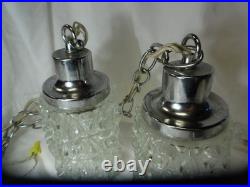 VTG MCM Hollywood Regency Double Swag Glass Globe Hanging Lights Ceiling Lamps