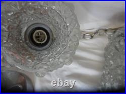 VTG MCM Hollywood Regency Double Swag Glass Globe Hanging Lights Ceiling Lamps