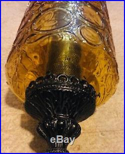 VTG MCM Optic Glass Hanging Amber Light Swag Lamp Globe Diffuser Retro Circles