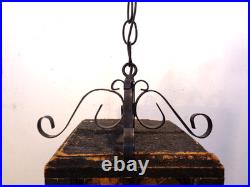 VTG MCM Spanish Revival Gothic Amber Hanging Swag Lamp Retro 1960's
