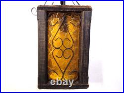 VTG MCM Spanish Revival Gothic Amber Hanging Swag Lamp Retro 1960's