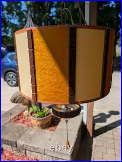 VTG MCM retro mod Bruce Industries Color Window Swag Drum Shade Velvet Lamp VTG MCM retro mod Bruce Industries Color Window Swag Drum Shade Velvet Lamp