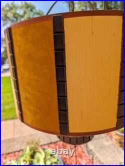 VTG MCM retro mod Bruce Industries Color Window Swag Drum Shade Velvet Lamp