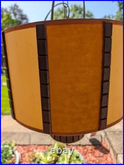 VTG MCM retro mod Bruce Industries Color Window Swag Drum Shade Velvet Lamp VTG MCM retro mod Bruce Industries Color Window Swag Drum Shade Velvet Lamp