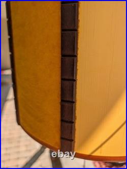 VTG MCM retro mod Bruce Industries Color Window Swag Drum Shade Velvet Lamp