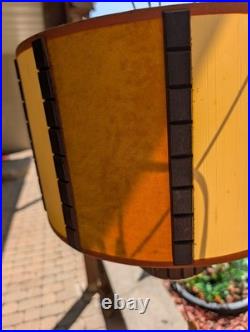 VTG MCM retro mod Bruce Industries Color Window Swag Drum Shade Velvet Lamp
