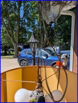 VTG MCM retro mod Bruce Industries Color Window Swag Drum Shade Velvet Lamp