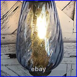 VTG Mcm SWAG Lamp Blue Rain Drop Glass FALKENSTEIN Chain Hanging Light Diffuser