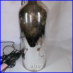 VTG Mercury Glass Hanging Pendant Swag Lamp Contemporary Light Wine Bottle Shape