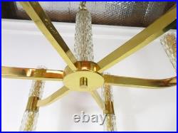 VTG Mid Century BRASS & GLASS CHANDELIER HANGING LAMP Sciolari Murano Style