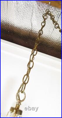 VTG Mid Century BRASS & GLASS CHANDELIER HANGING LAMP Sciolari Murano Style