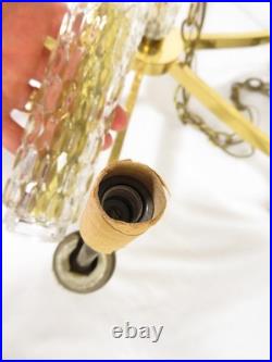 VTG Mid Century BRASS & GLASS CHANDELIER HANGING LAMP Sciolari Murano Style VTG Mid Century BRASS & GLASS CHANDELIER HANGING LAMP Sciolari Murano Style