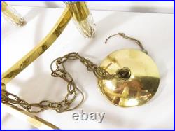 VTG Mid Century BRASS & GLASS CHANDELIER HANGING LAMP Sciolari Murano Style