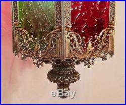 VTG Mid Century Gothic Spanish/Tudor Multi-Colored Hanging Swag Light/Lamp