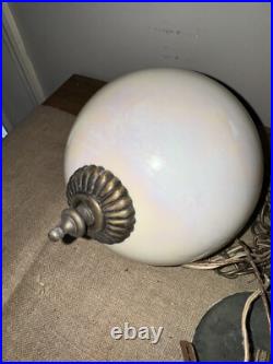 VTG Mid Century Hanging Pendant Lamp Light Pearlescent Orb Sphere Retro