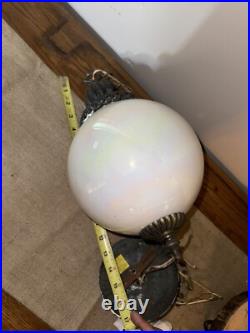 VTG Mid Century Hanging Pendant Lamp Light Pearlescent Orb Sphere Retro