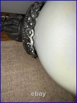 VTG Mid Century Hanging Pendant Lamp Light Pearlescent Orb Sphere Retro