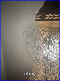 VTG Mid Century Modern 1960's Clear Textured Glass Hanging Swag Lamp with diffuser