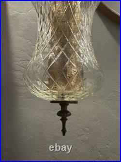 VTG Mid Century Modern 1960's Clear Textured Glass Hanging Swag Lamp with diffuser