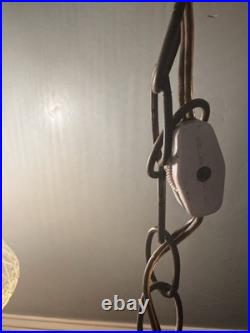 VTG Mid Century Modern 1960's Clear Textured Glass Hanging Swag Lamp with diffuser