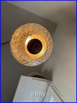 VTG Mid Century Modern 1960's Clear Textured Glass Hanging Swag Lamp with diffuser