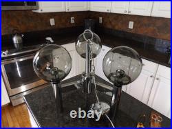 VTG Mid Century Modern 1970's 3 Light Chrome Smoked Glass Hanging Lamp Nice VTG Mid Century Modern 1970's 3 Light Chrome Smoked Glass Hanging Lamp Nice