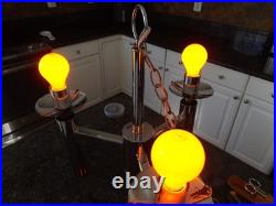 VTG Mid Century Modern 1970's 3 Light Chrome Smoked Glass Hanging Lamp Nice VTG Mid Century Modern 1970's 3 Light Chrome Smoked Glass Hanging Lamp Nice