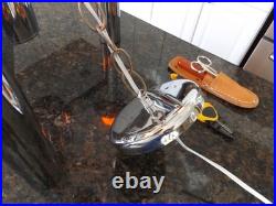 VTG Mid Century Modern 1970's 3 Light Chrome Smoked Glass Hanging Lamp Nice