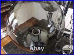 VTG Mid Century Modern 1970's 3 Light Chrome Smoked Glass Hanging Lamp Nice