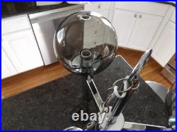 VTG Mid Century Modern 1970's 3 Light Chrome Smoked Glass Hanging Lamp Nice