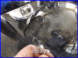 VTG Mid Century Modern 1970's 3 Light Chrome Smoked Glass Hanging Lamp Nice