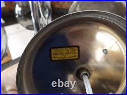 VTG Mid Century Modern 1970's 3 Light Chrome Smoked Glass Hanging Lamp Nice