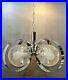 VTG Mid Century Modern Atomic Crackle Glass Chrome Hanging Swag Lamp Chandelier