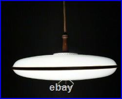 VTG Mid Century Modern Atomic Flying Saucer UFO Hanging Ceiling Lamp Light