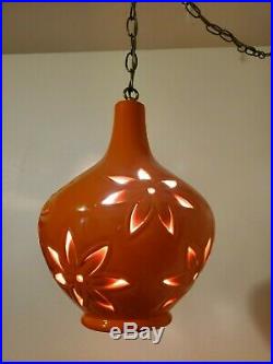 VTG Mid Century Modern Ceramic Swag Lamp Hanging Pendant 13 New Electrical