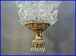VTG Mid Century Modern Hollywood Regency Hanging Cut Clear Glass Swag Lamp 60's