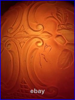 VTG Mid Century Modern Large Red Floral Glass Hanging Swag Lamp Retro 1960's