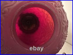 VTG Mid Century Modern Large Red Floral Glass Hanging Swag Lamp Retro 1960's