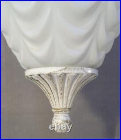 VTG Mid Century Modern Pineapple White Glass Hanging Swag Lamp 1960's Rewired