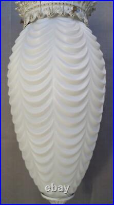 VTG Mid Century Modern Pineapple White Glass Hanging Swag Lamp 1960's Rewired