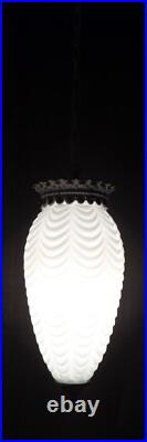 VTG Mid Century Modern Pineapple White Glass Hanging Swag Lamp 1960's Rewired