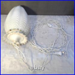 VTG Mid Century Modern Pineapple White Glass Hanging Swag Lamp 1960's Rewired