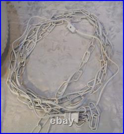 VTG Mid Century Modern Pineapple White Glass Hanging Swag Lamp 1960's Rewired