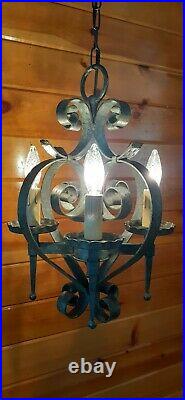 VTG Mid Century Retro Gothic Medieval/Tudor Hanging Swag Light/Lamp