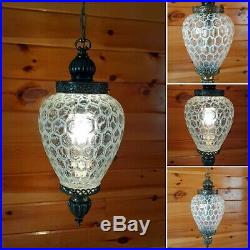 VTG Mid Century Retro Hanging Swag Light/Lamp White Honeycomb Design