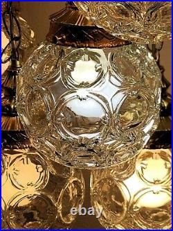 VTG RARE Hollywood Regency 5 Tier Orb Glass Swag Lamp Set Of 2 Works Clean