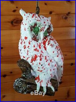 VTG Retro Physcodelic Halloween Ceramic Owl Hanging Swag Light/Lamp