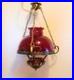 VTG Ruby Red Glass Pendant Swag Hanging Lamp Lavery & Co. C568989 Hard Wired