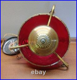 VTG Ruby Red Glass Pendant Swag Hanging Lamp Lavery & Co. C568989 Hard Wired